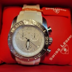 Swiss Legend SWI Chronograph Watch ISA-8162/202 White Silver 2007 NWT